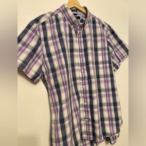 Tommy Hilfiger Men's Plaid Shirt - Purple and White